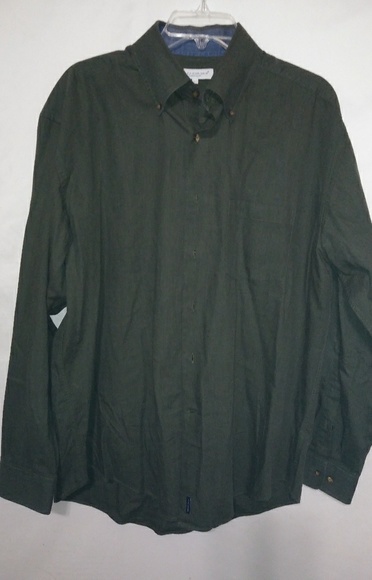 Alex Cannon Other - Men's Alex Cannon Dark Olive Dress Shirt Sz L